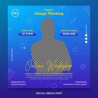 Online workshop social media square banner template vector