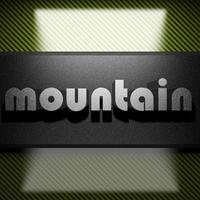 mountain word of iron on carbon photo