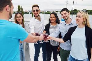 Friends congratulate his friend on his birthday photo