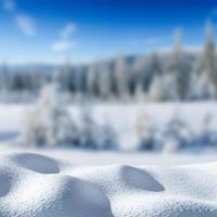 Winter background with a pile of snow and eroded landscape. Magical winter snow covered tree. Happy New Year. Carpathian. Ukraine. photo