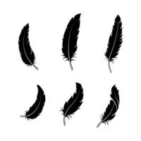 feather silhouette vector isolated on white background