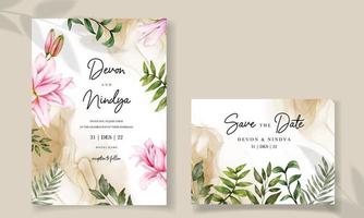 hermosa plantilla floral de la tarjeta de la invitación de la boda de la acuarela vector