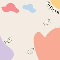 abstract background. Hand drawn various shapes and doodle objects. Modern contemporary trendy vector illustration. Each background is isolated. pastel colors