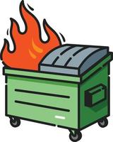 Dumpster Fire Filled Outline Icon vector