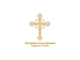 Ornamental Religion Christian Catholicism Cross Icon Isolated on White Background Free Vector