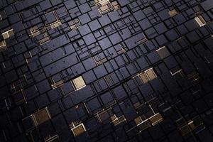 Futuristic Gold and Black squares extruded abstract background , 3d rendering photo