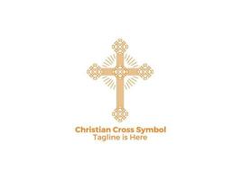 Ornamental Religion Christian Catholicism Cross Icon Isolated on White Background Free Vector