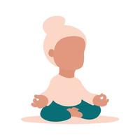 linda chica está haciendo yoga. meditación infantil. vector