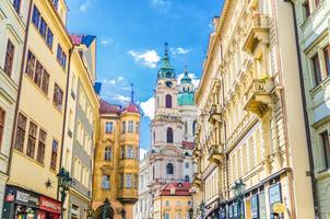 Prague, Czech Republic, May 13, 2019 The Church of Saint Nicholas is Baroque catholic church