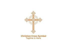 Ornamental Religion Christian Catholicism Cross Icon Isolated on White Background Free Vector