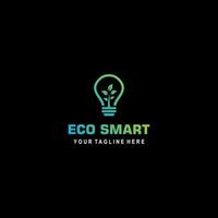 Smart eco gradient bulb electrical template design vector illustration of ecology plant.