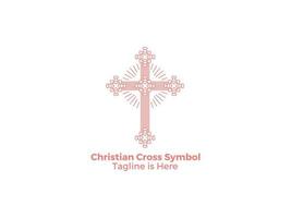 Ornamental Religion Christian Catholicism Cross Icon Isolated on White Background Free Vector