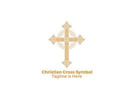 Ornamental Religion Christian Catholicism Cross Icon Isolated on White Background Free Vector