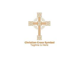 Ornamental Religion Christian Catholicism Cross Icon Isolated on White Background Free Vector