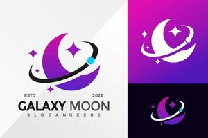 plantilla de ilustración de vector de diseño de logotipo de galaxy moon