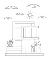 House Coloring page design. line art page design for kids. simple line art colorless design. vector