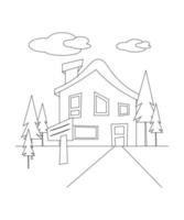 House Coloring page design. line art page design for kids. simple line art colorless design. vector