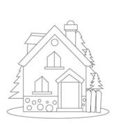 House Coloring page design. line art page design for kids. simple line art colorless design. vector