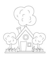 House Coloring page design. line art page design for kids. simple line art colorless design. vector