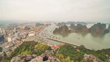 4K Timelapse Sequence of Ha Long Bay, Vietnam - Wide angle view of Ha Long City Daytime