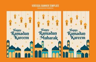 Ramadan Kareem Vertical Web Banner Space Area and Background vector