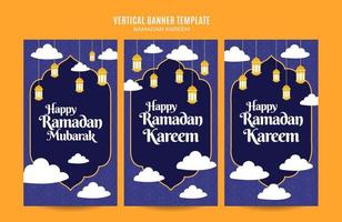 ramadan kareem banner web vertical área espacial y fondo vector