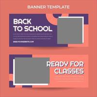 Horizontal back to school web banner template with retro computer aesthetics style vector