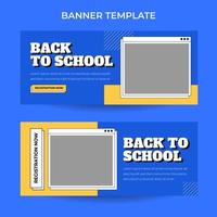 Horizontal back to school web banner template with retro computer aesthetics style vector