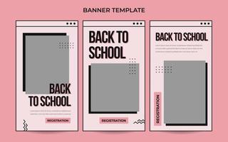 Vertical back to school web banner template with retro computer aesthetics style vector