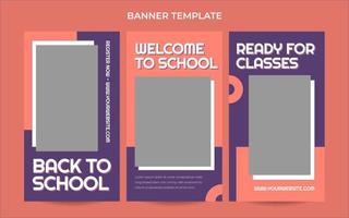 Vertical back to school web banner template with retro computer aesthetics style vector