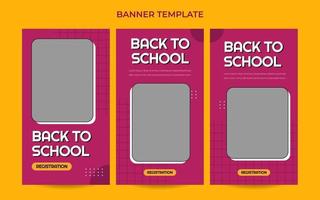 Vertical back to school web banner template with retro computer aesthetics style vector