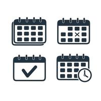 calendar line icon set vector.  calendar schedule symbols isolated on a white background.
