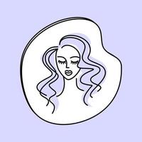 beauty face logo very peri. woman face icon. art face thin lines. emblem cosmetology, cosmetics vector