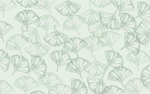 Ginkgo leaves gray outline seamless pattern. Ginkgo biloba poster background, nature inspired, elegant art print. Botanical decorative design, vector illustration for spa, wellness, fabric, fashion