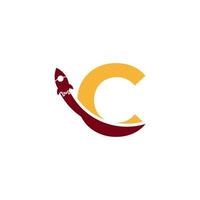 Initial Letter C with Rocket Logo Icon Symbol. Good for Company, Travel, Start up and Logistic Logos vector