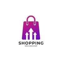 Shopping Bag Sales with Up Arrow Increase Logo with Geometric Shape Linear Style vector