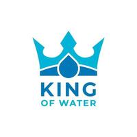 Blue Ocean King Crown and Water Sea Waves for Boat Ship Logo Design Template Element vector