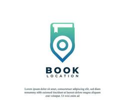 Map Point Location with Book Icon Logo Design for App or Education vector