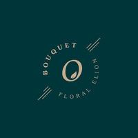 Initial Letter O and Leaf for Vintage Bouquet Logo Design Inspiration vector