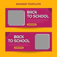 Horizontal back to school web banner template with retro computer aesthetics style vector