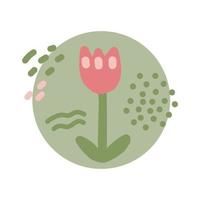 childlike floral cute design in trendy hand drawn flat style for baby greeting card and invitation vector