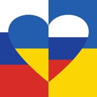 Ukarine - February 2022 Ukraine VS Russia national flags showing peace during the war vector