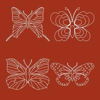 Set of outline silhouette insect butterflies vector