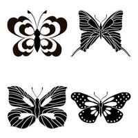 Set of outline silhouette insect butterflies vector