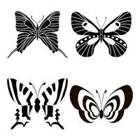 Set of outline silhouette insect butterflies vector