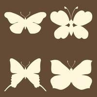 Set of outline silhouette insect butterflies vector