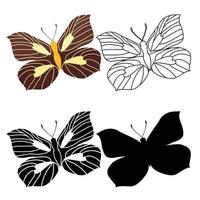 conjunto, de, contorno, silueta, insecto, mariposas vector