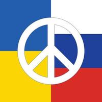 Ukarine - February 2022 Ukraine VS Russia national flags showing peace during the war vector