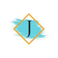 logotipo de la letra j con trazo de pincel de color de agua. utilizable para logotipos de negocios, bodas, maquillaje y moda. vector