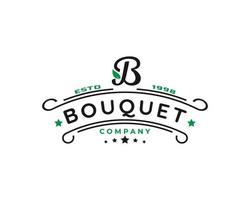 Initial Letter B and Leaf for Vintage Bouquet Logo Design Inspiration vector
